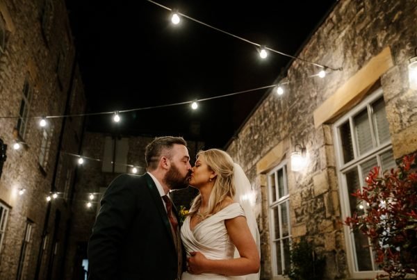 Holmes Mill rustic wedding night fairy lights