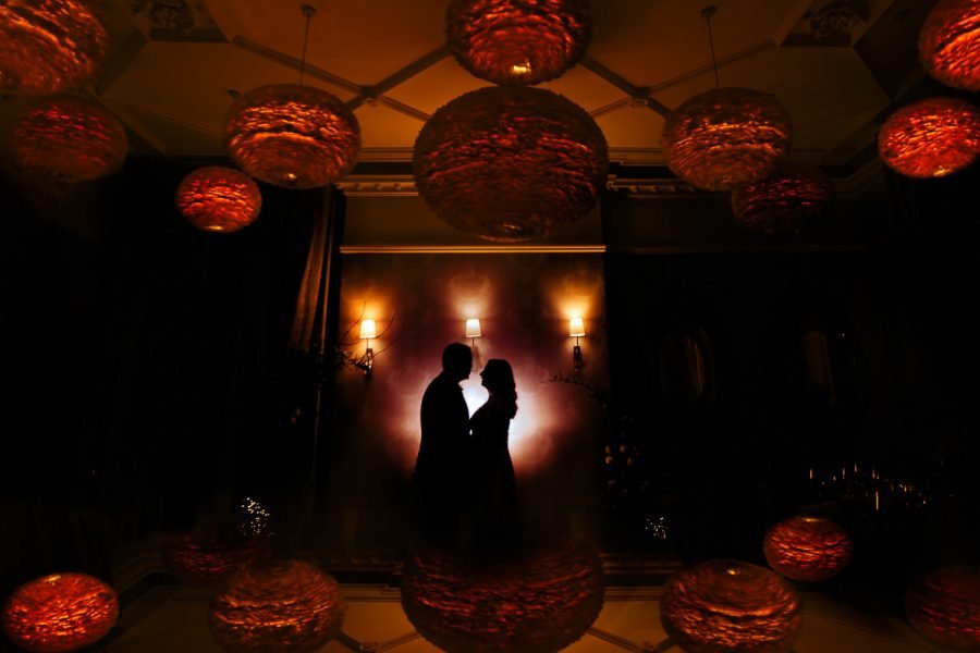 Falcon Manor Wedding venue bride groom kissing portrait