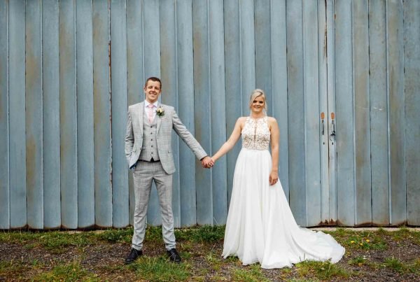 Beeston Manor groom bride portrait dress sunny