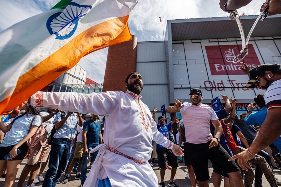 Emirates Old Trafford Cricket ground Indian band singing summer