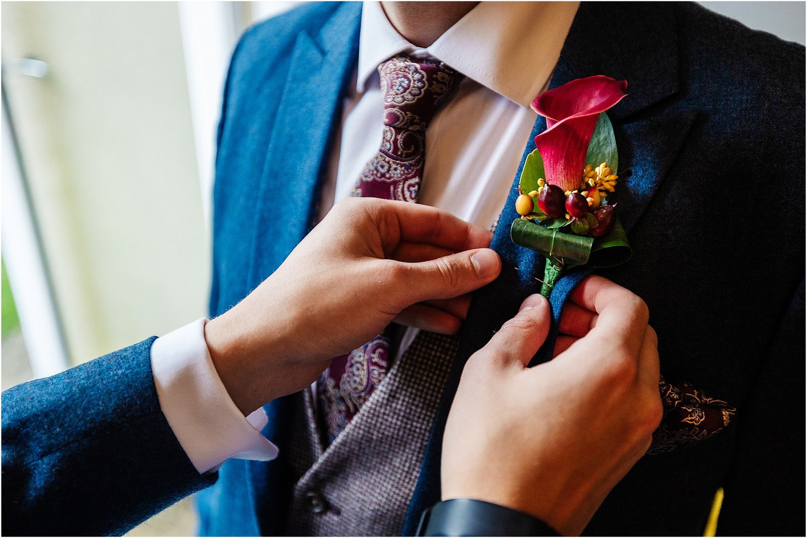 Groom Holdsworth House, Halifax flowers floral suit groom bride