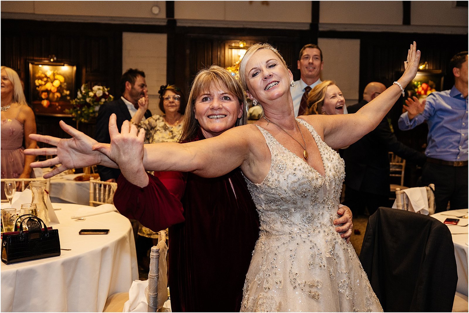 singing waiter bride family Holdsworth House winter wedding