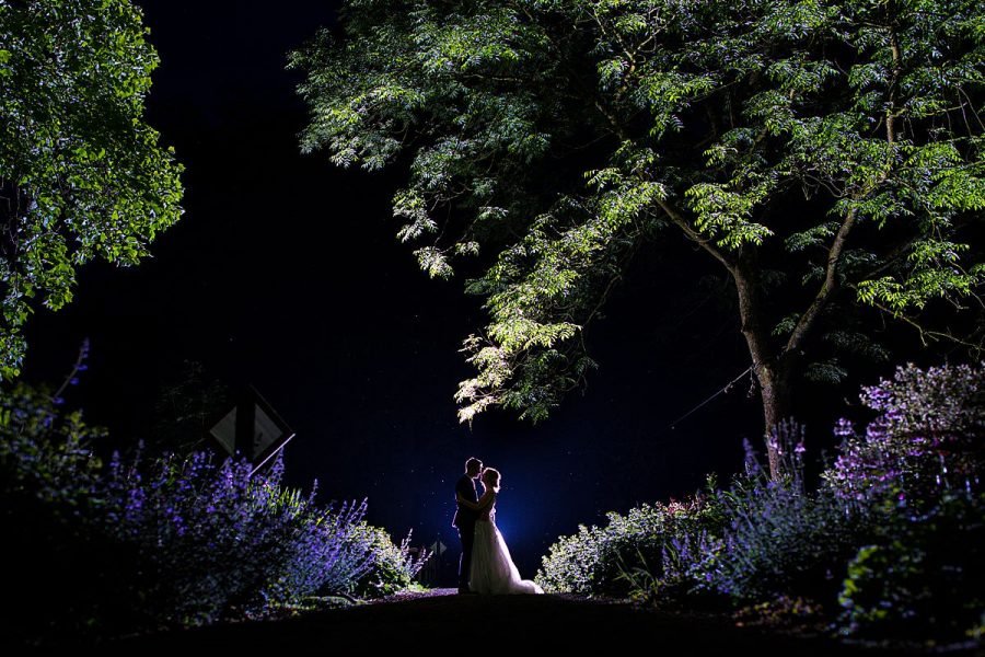 Wyresdale Park Wedding portraits evening wedding bride groom flash photography