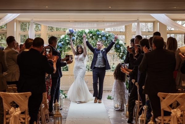 mitton hall hotel wedding venue ceremony groom bride celerbrating