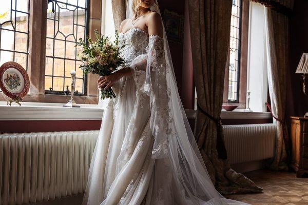 Colshaw Hall Country Estate wedding venue bride in window portraits