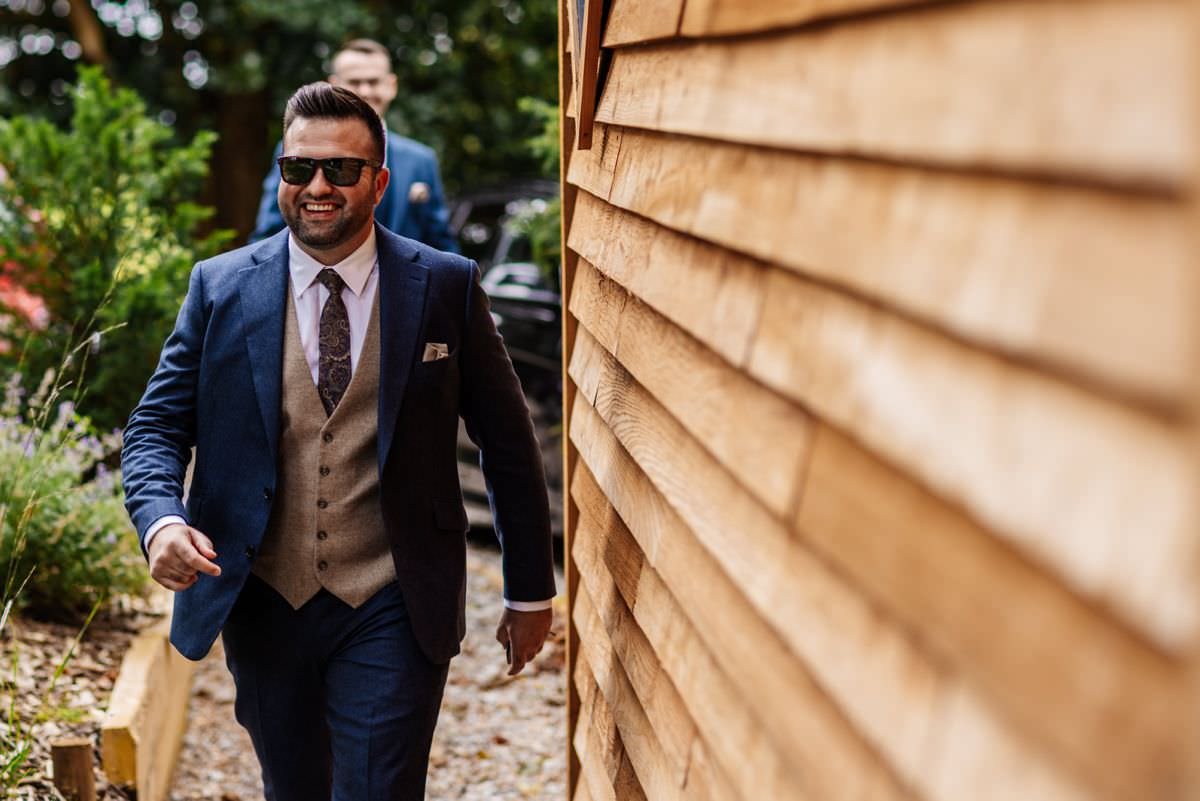 groom making his way to the venue at wyresdale park 