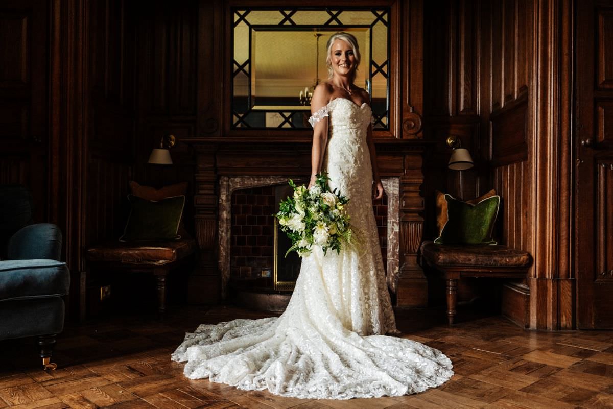 bride in dress the lodge wyresdale park wedding photography 