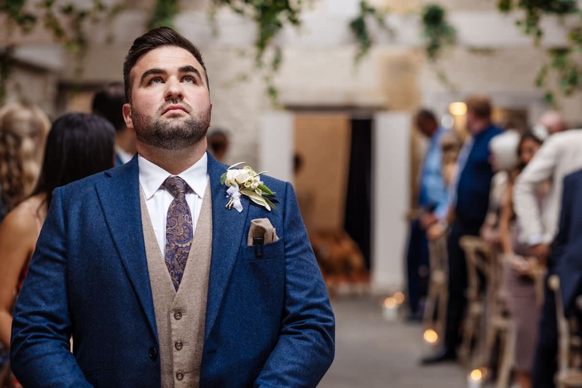 groom Alta waiting for the bride to arrive wyresdale park wedding photography 