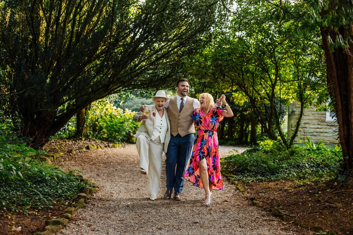 wedding guests groom laughing singing wyresdale park 