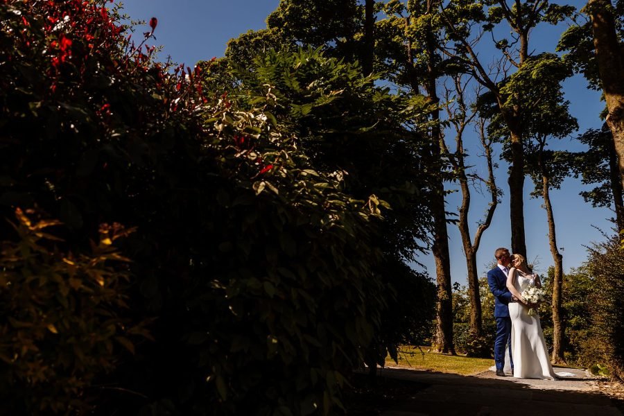 Bride and Groom portrait in the grounds of Stanley House Hotel