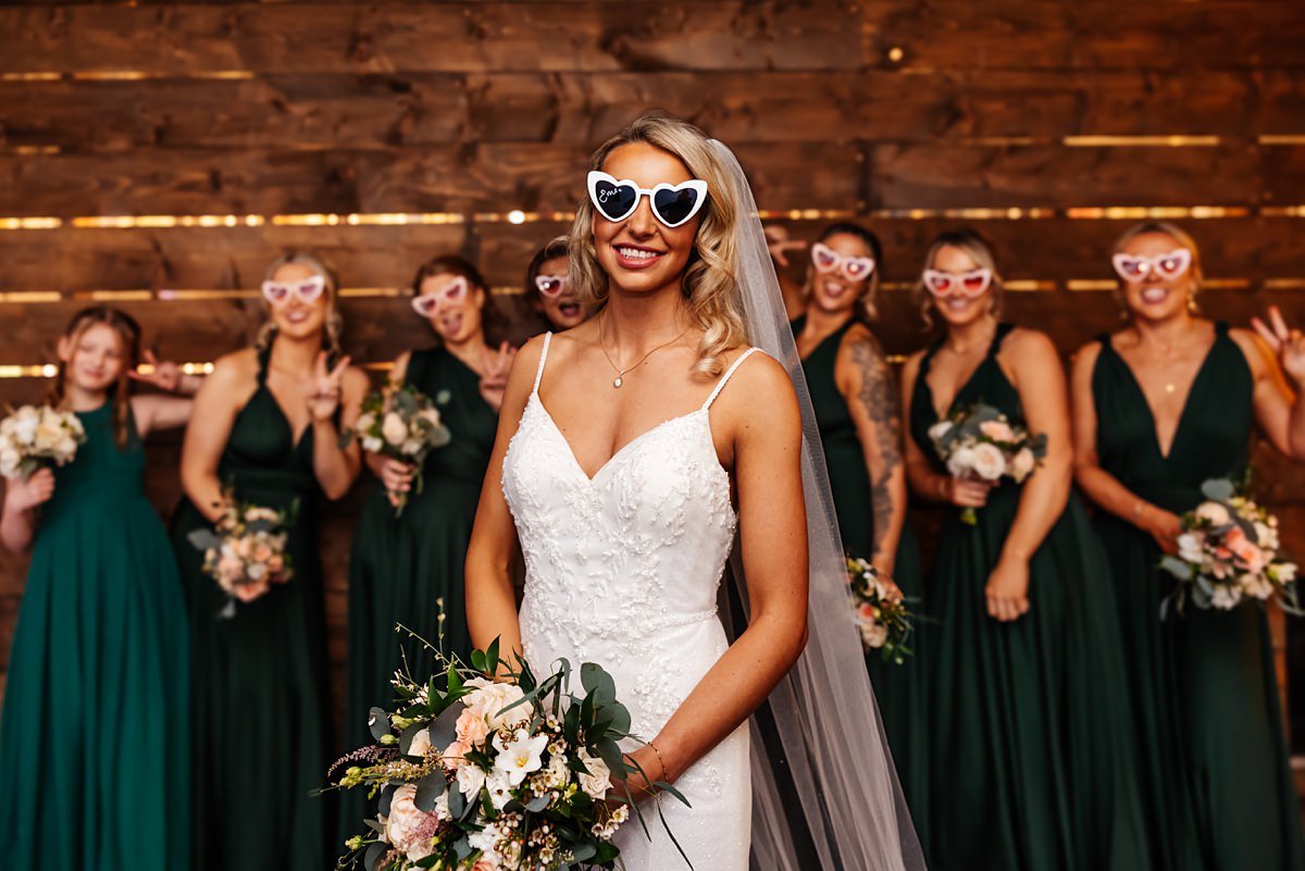 Bashall Barn Twilight Winter wedding Photography portriats bridesmaids