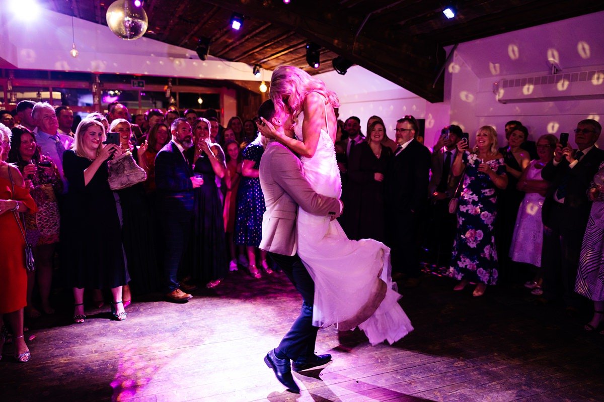 first dance wedding bashall barn twilight photography