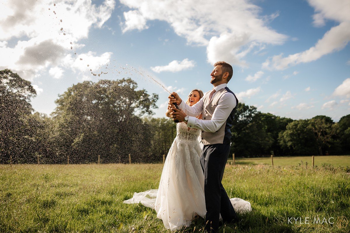 wyresdale park Champagne shower wedding bride groom