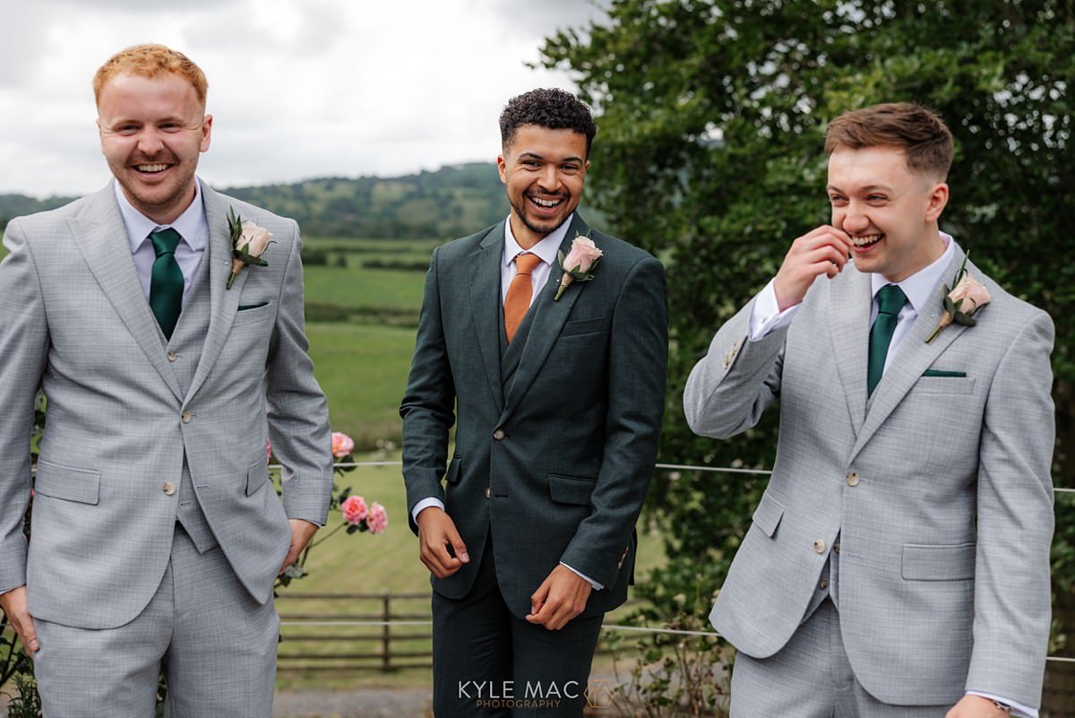 groomesmen Bashall Barn wedding smiles groomsmen