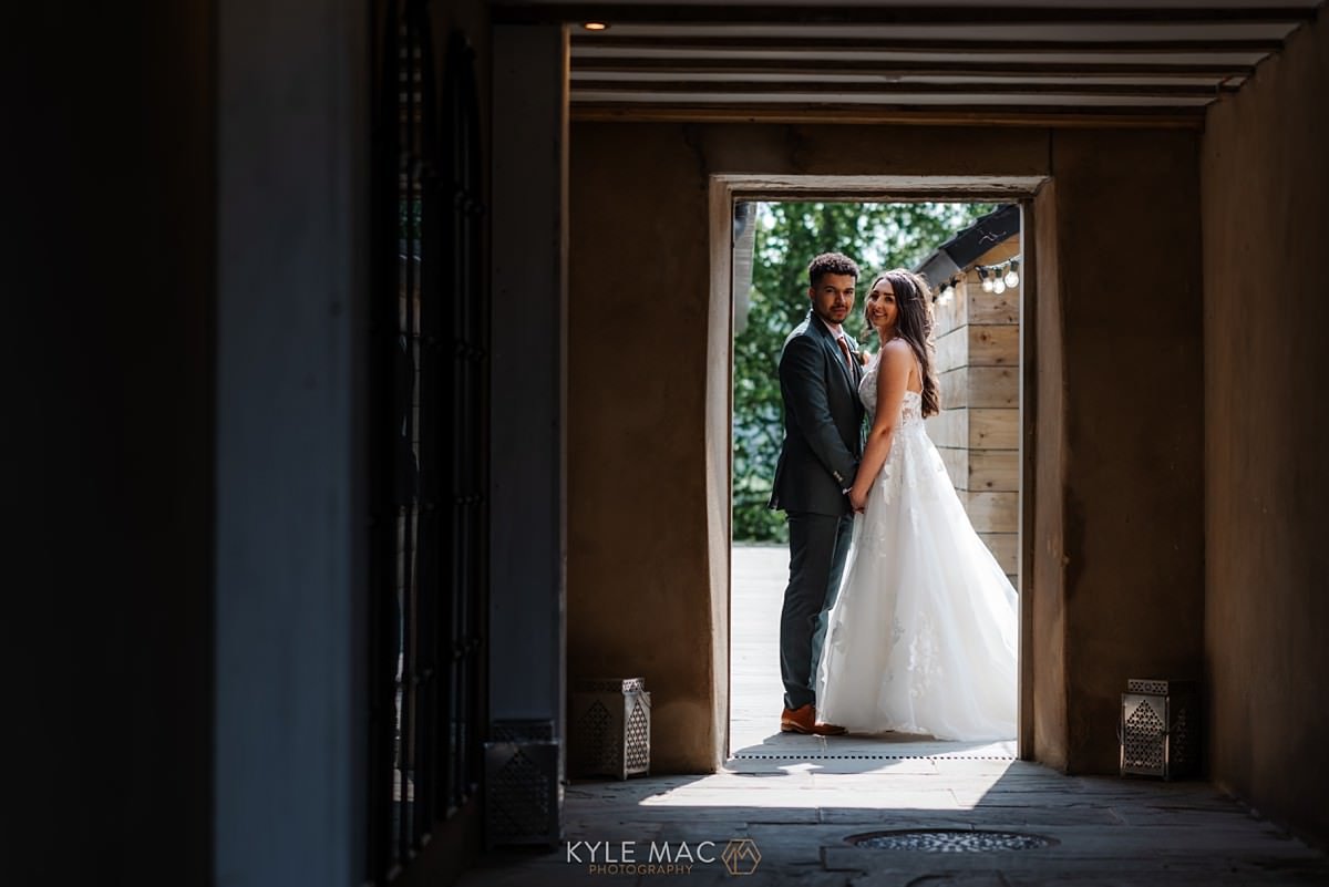 bride groom portraits Bashall Barn summer wedding