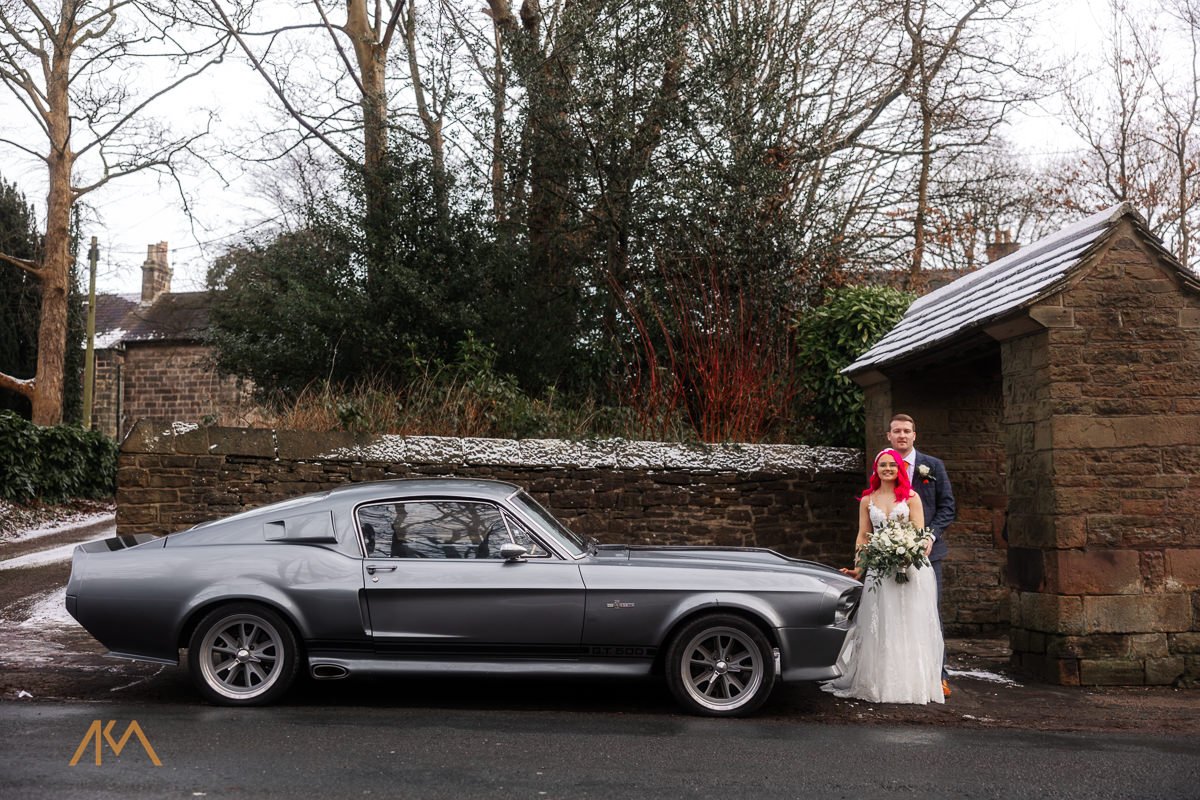 wedding car Bashall Barn wedding venue