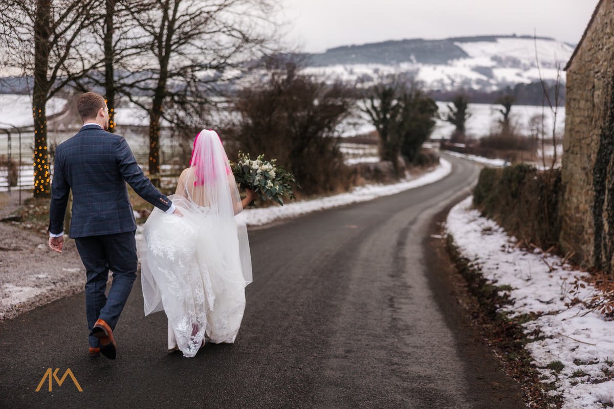 Winter countryside walk at Bashall Barn for portraits 