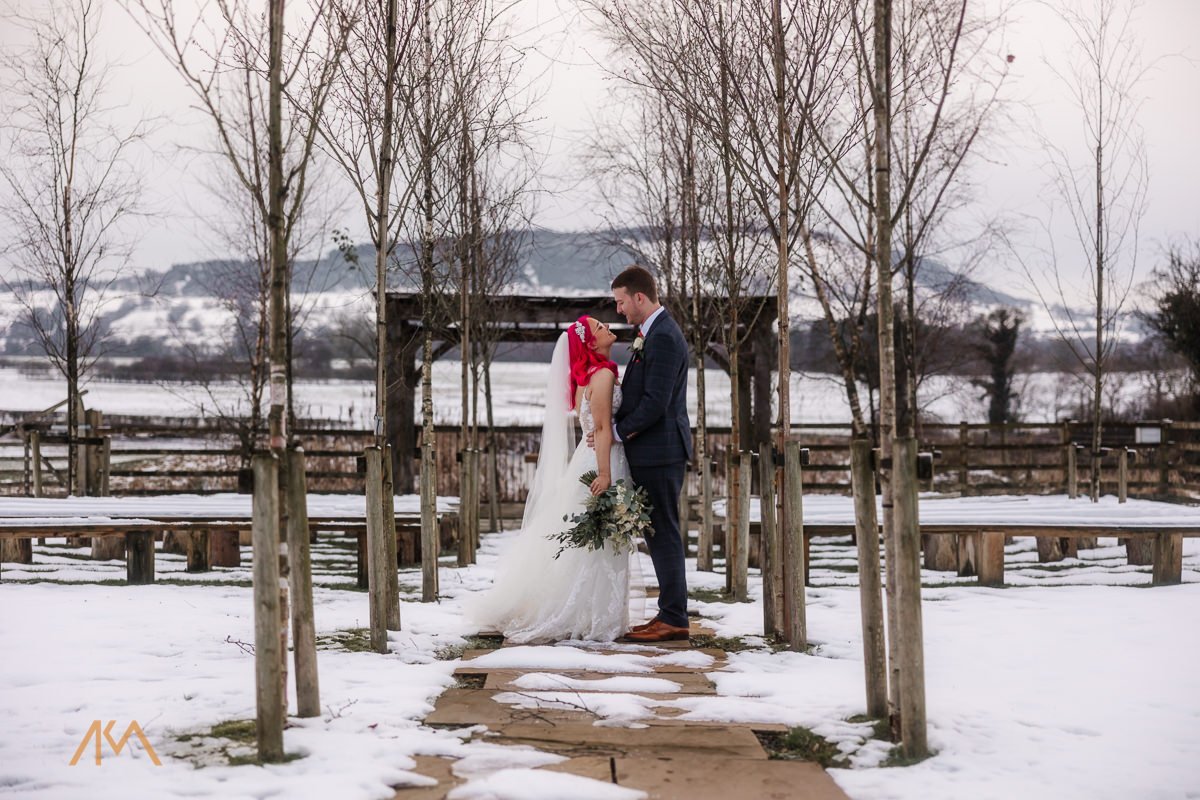 out side ceremony Bashall Barn wedding venue