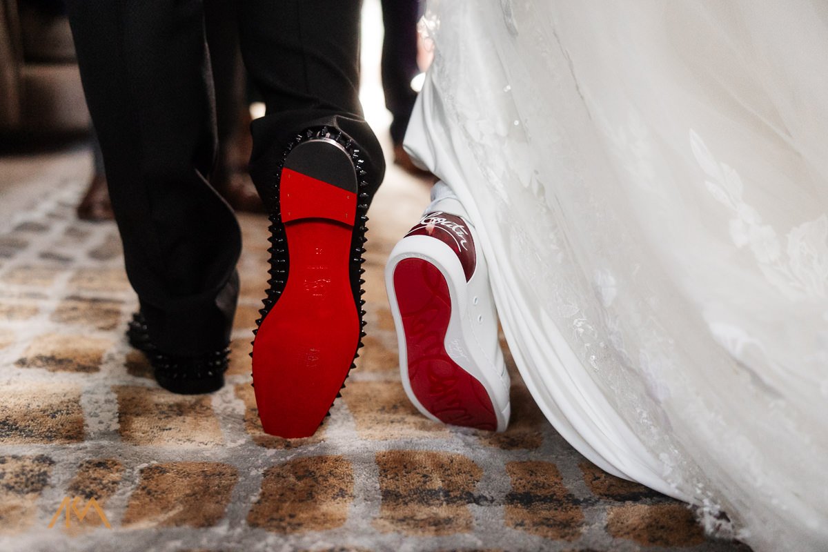 wedding shoes Bashall Barn wedding venue winter