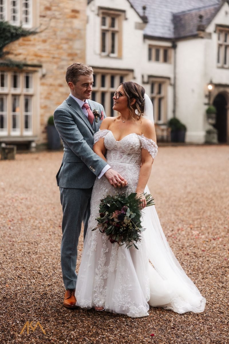 bride groom portraits Mitton Hall Winter Wedding