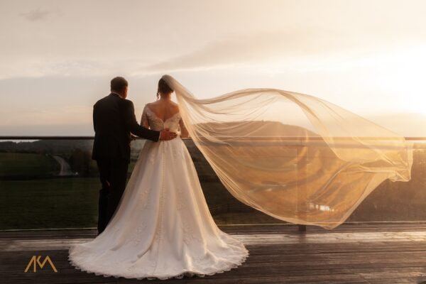 bashall barn bride groom sunset ribble valley