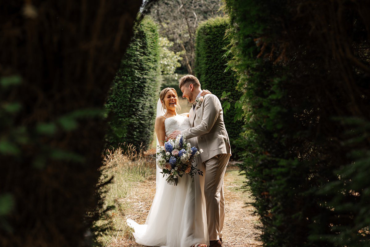 wedding portraits garden bride groom 