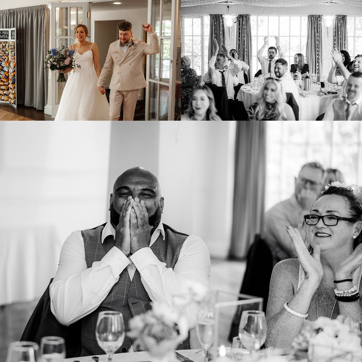 speeches laughter at Mere Court Wedding in Knutsford