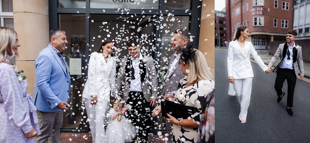 portraits bride groom city wedding Cheshire 