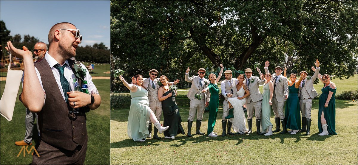 laughter portraits summer wedding wellies pose