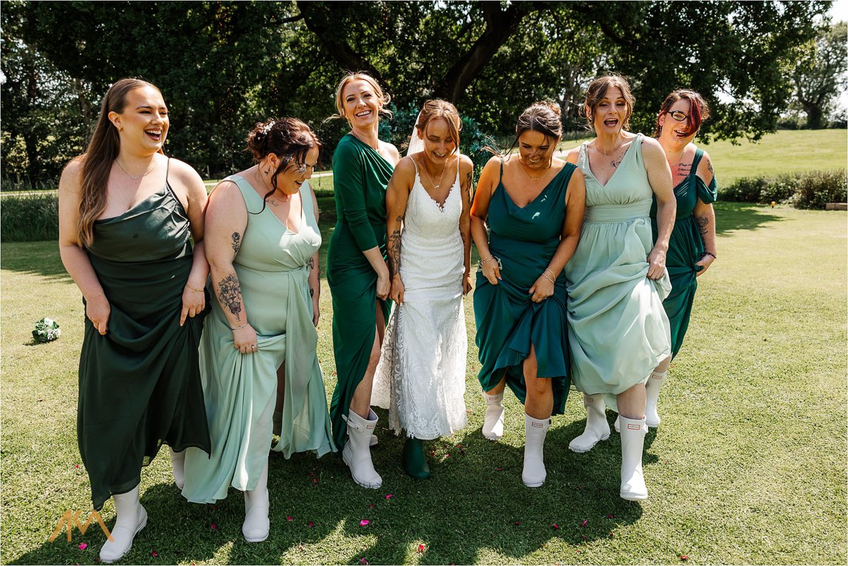 bridesmaids laughter wedding