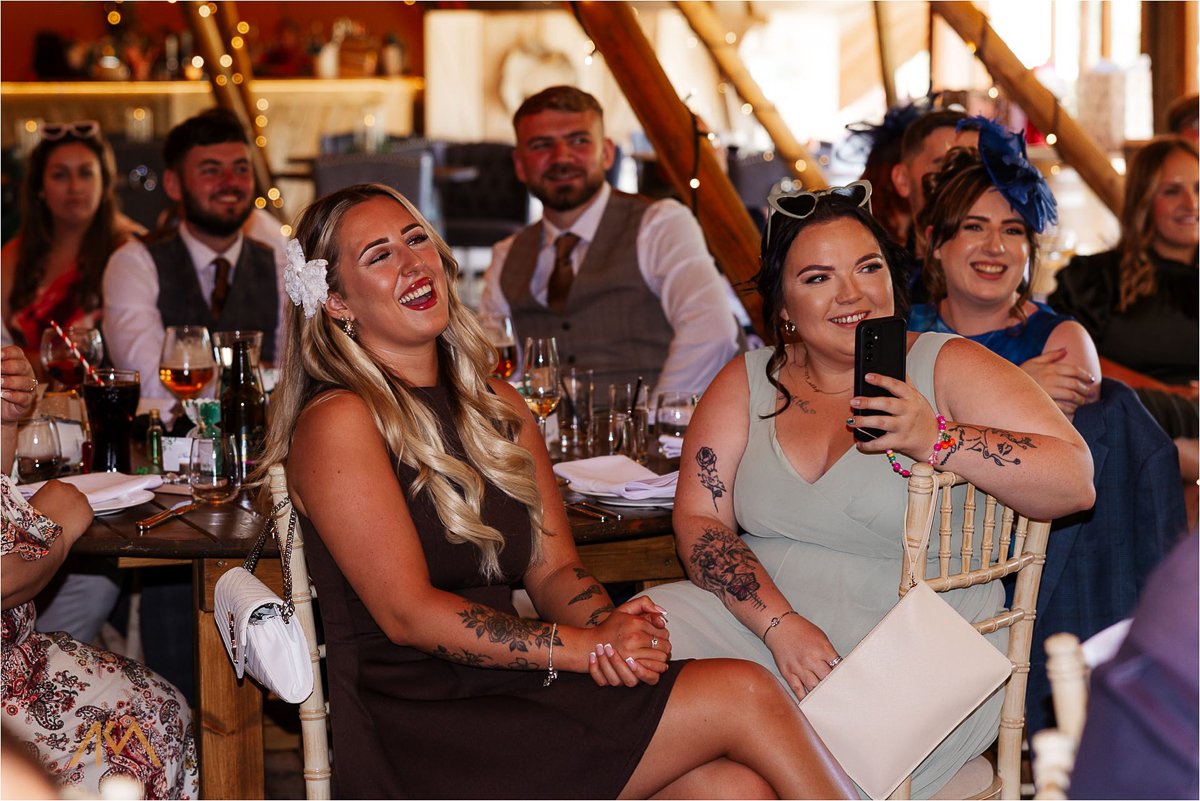 wedding guests Tipis laughter