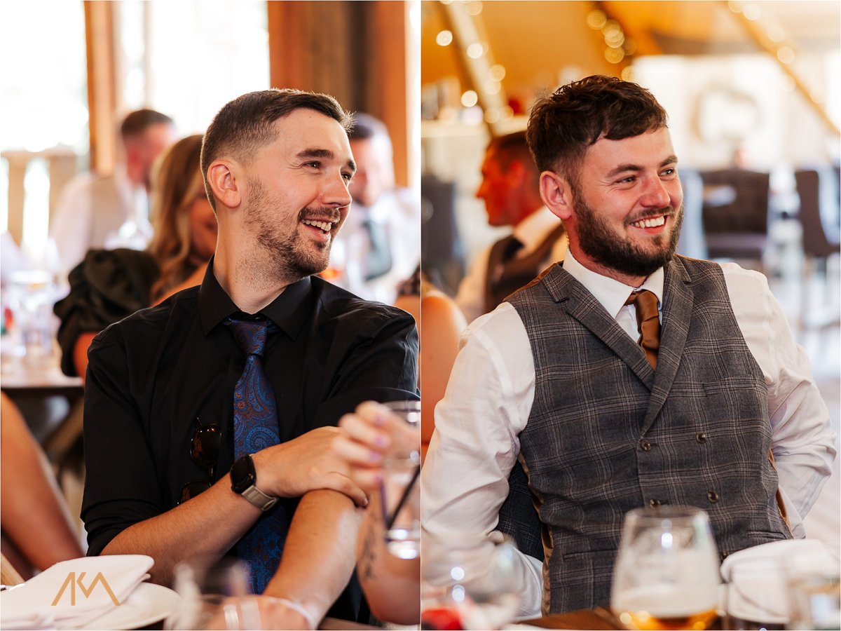 wedding guests laughter