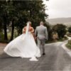 ribble valley bashall barn portraits bride dress windy autumn