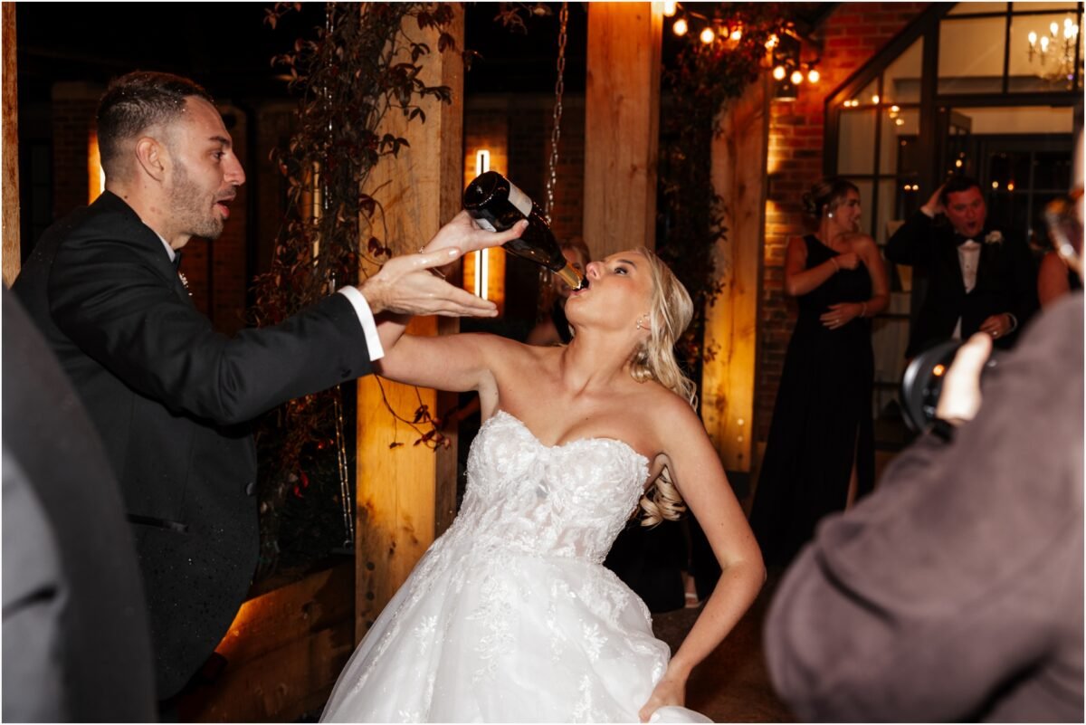 bride drinking Champaign 
