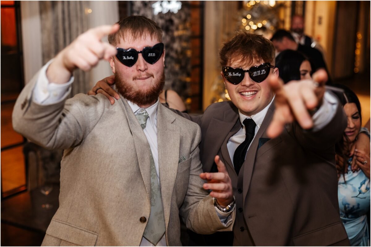 wedding guests dancing party barn wedding