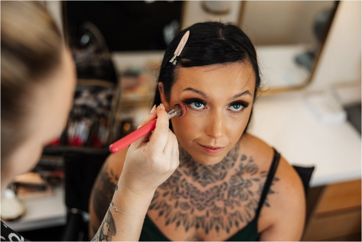 wedding makeup guests eyes Samlesbury Hall