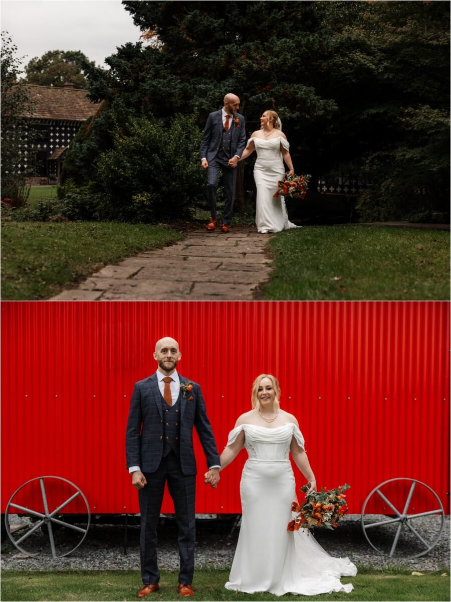 wedding portraits Samlesbury Hall winter