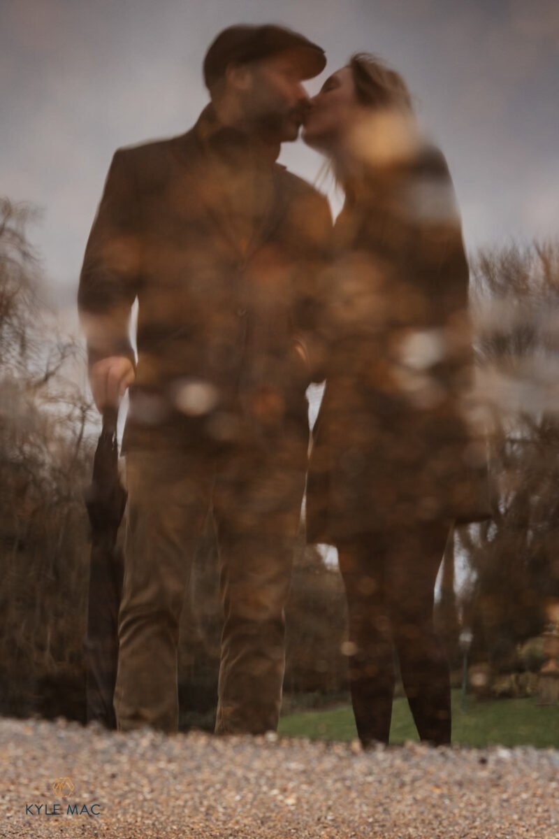 couple kissing engagement photography lancashire