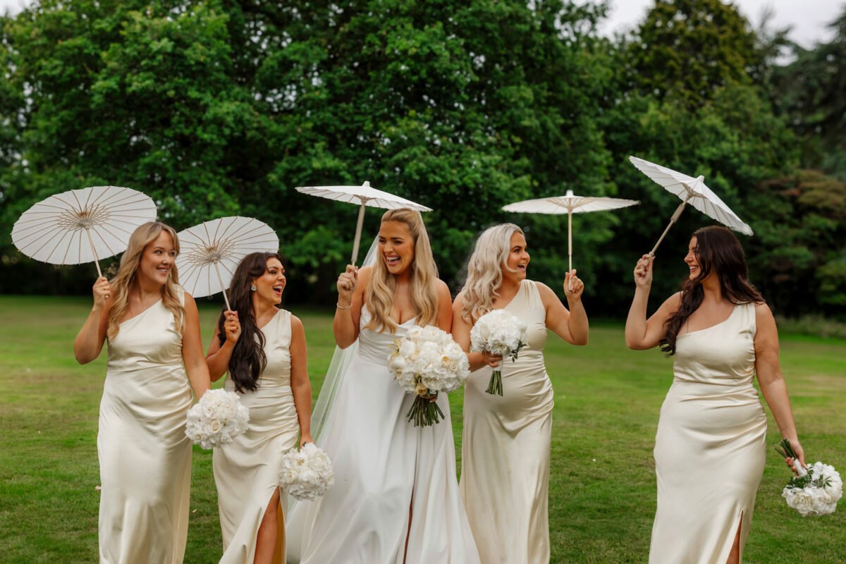 bridaesmaids flowers wedding dress white and black theme