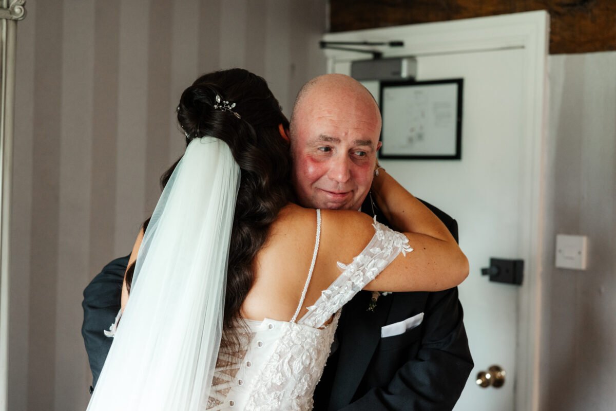 twilight wedding shireburn arms dad hug bride