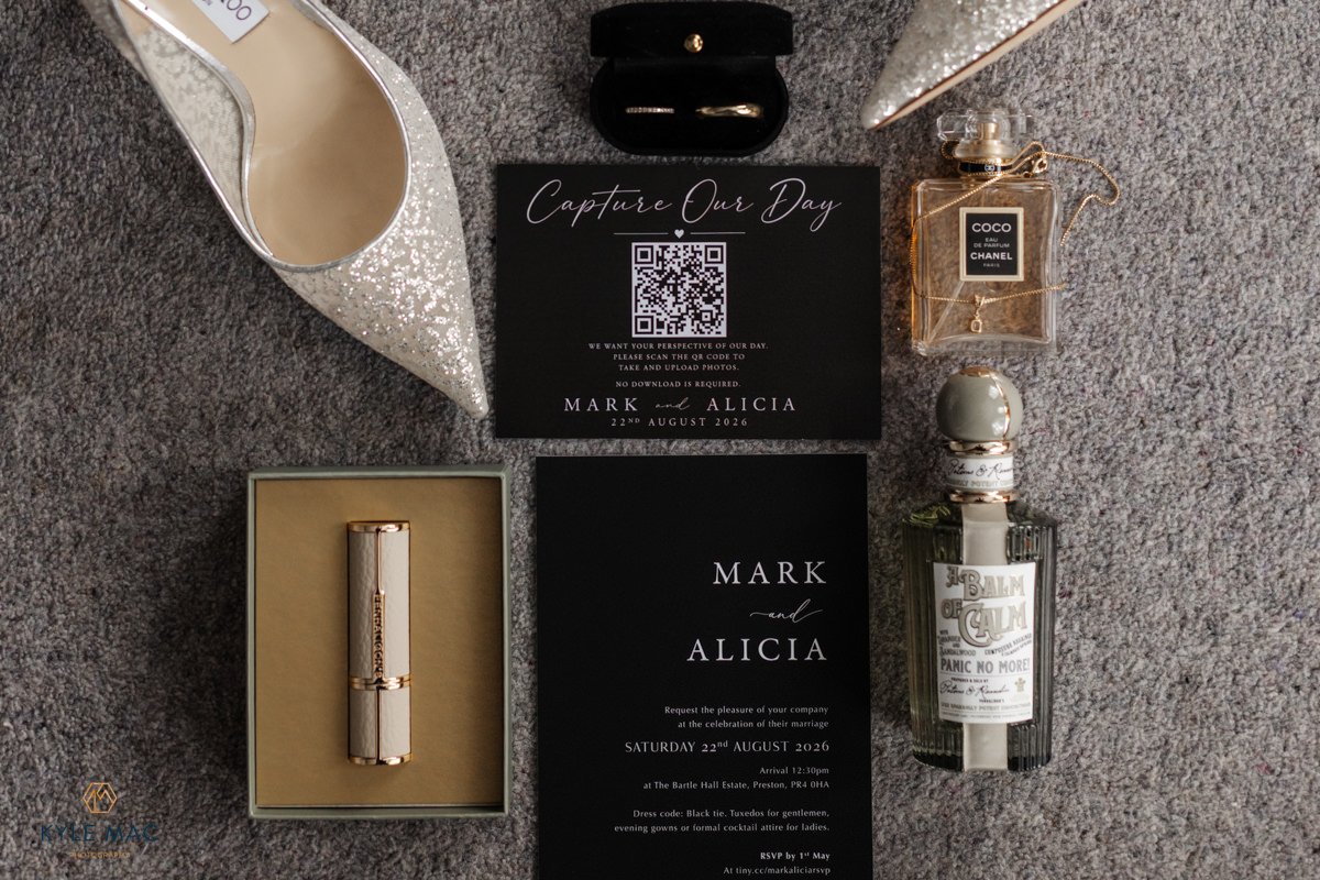 details shoes perfume wedding invites bartle hall lancashire