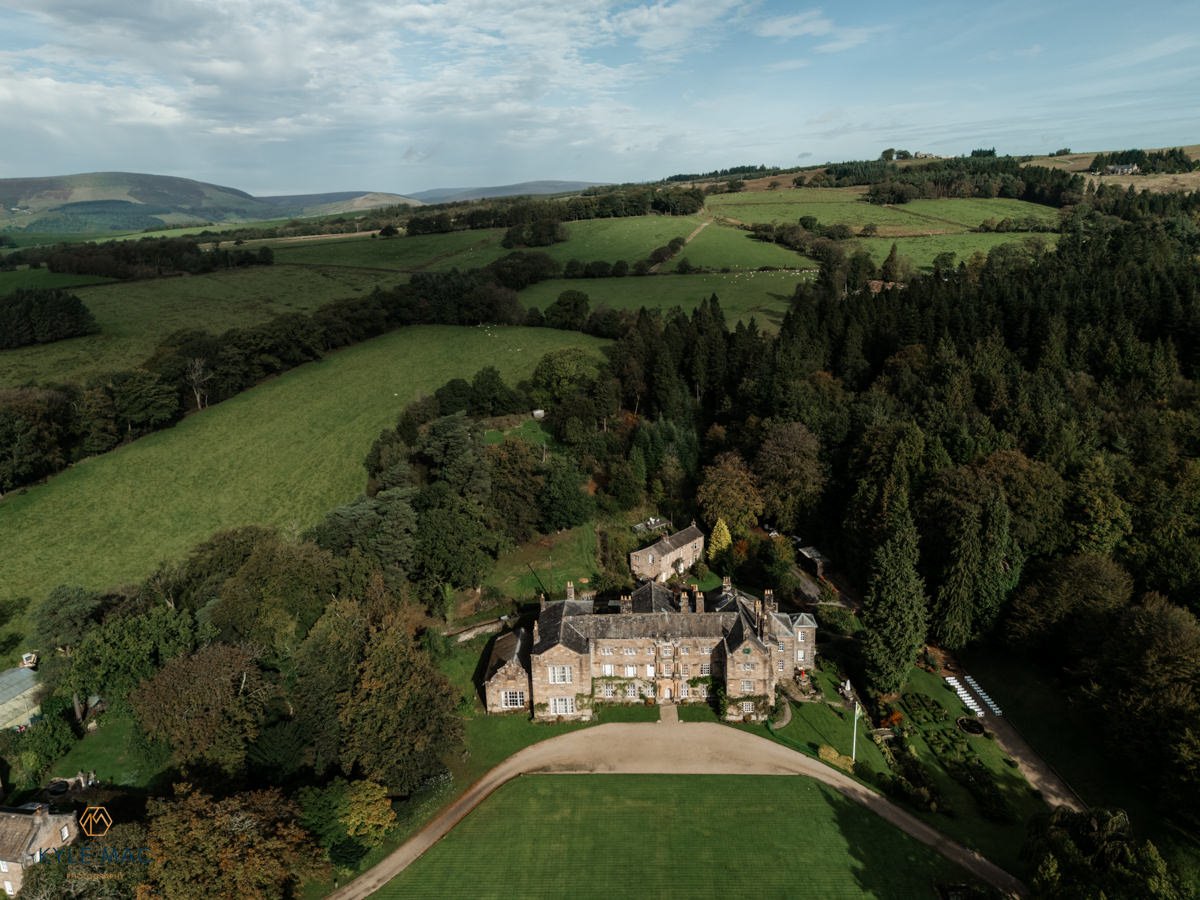 Browsholme Hall wedding photography showing the manor house on the day of the wedding