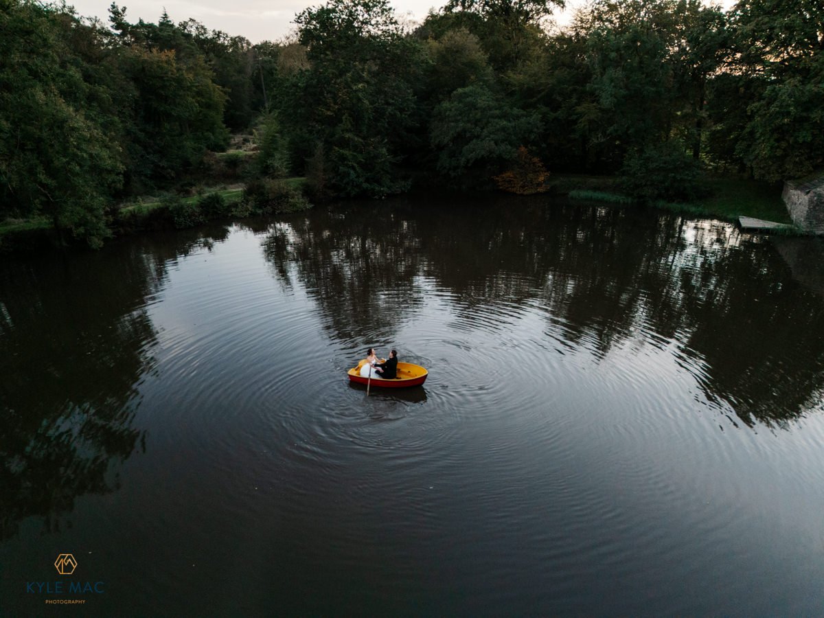 Lake portrait of the couple at Browsholme Hall, Ribble Valley wedding photographer
